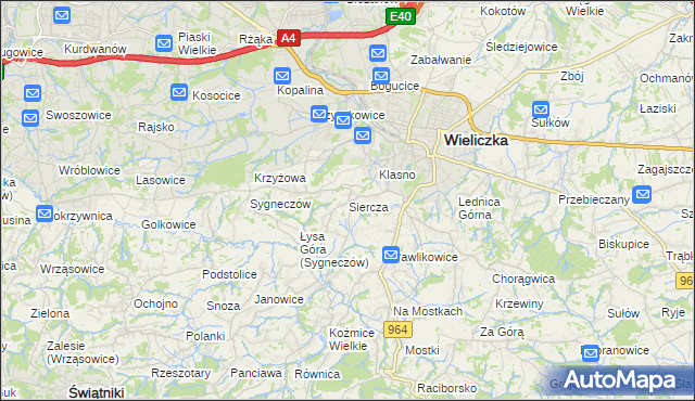 mapa Siercza, Siercza na mapie Targeo