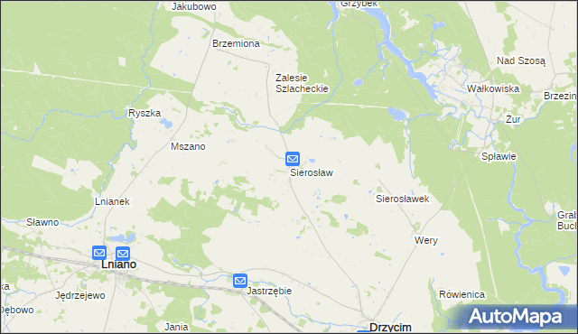 mapa Sierosław gmina Drzycim, Sierosław gmina Drzycim na mapie Targeo