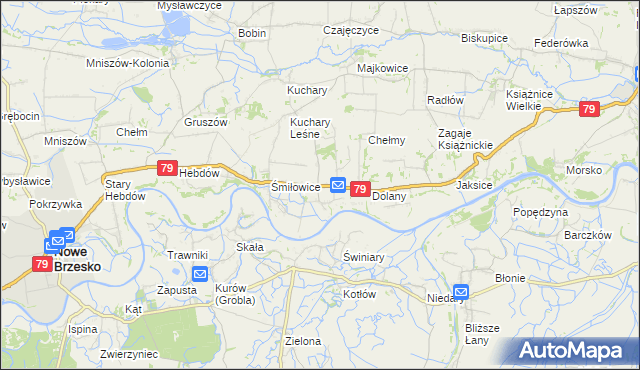 mapa Sierosławice gmina Nowe Brzesko, Sierosławice gmina Nowe Brzesko na mapie Targeo