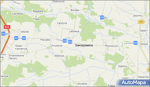 mapa Sieroszewice, Sieroszewice na mapie Targeo