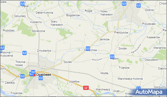 mapa Sierzchów gmina Opatówek, Sierzchów gmina Opatówek na mapie Targeo