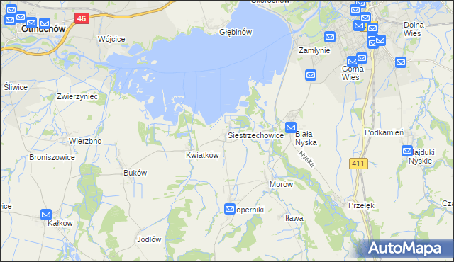 mapa Siestrzechowice, Siestrzechowice na mapie Targeo