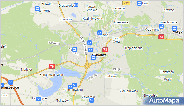 mapa Siewierz, Siewierz na mapie Targeo