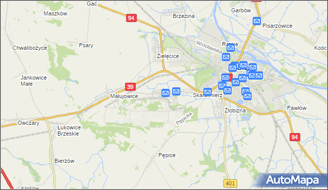 mapa Skarbimierz-Osiedle, Skarbimierz-Osiedle na mapie Targeo