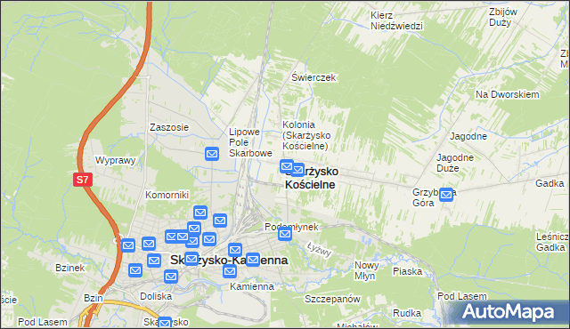 mapa Skarżysko Kościelne, Skarżysko Kościelne na mapie Targeo