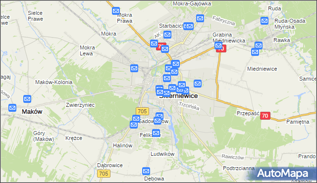 mapa Skierniewic, Skierniewice na mapie Targeo