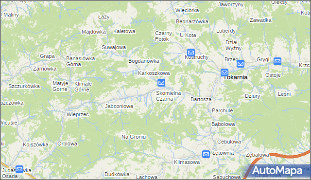 mapa Skomielna Czarna, Skomielna Czarna na mapie Targeo