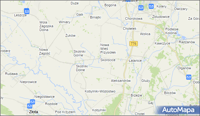 mapa Skorocice, Skorocice na mapie Targeo
