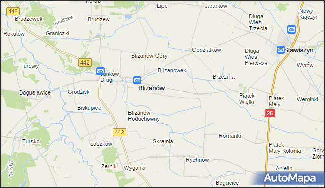 mapa Skrajnia Blizanowska, Skrajnia Blizanowska na mapie Targeo