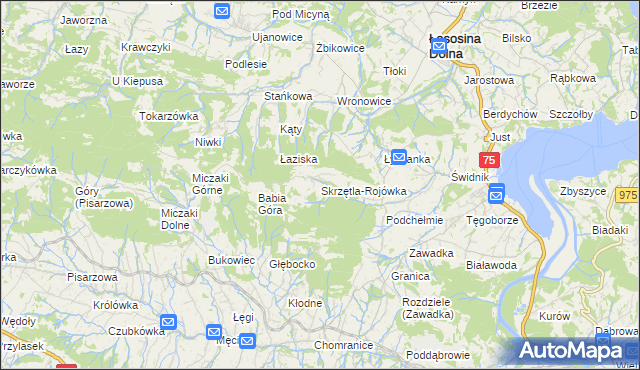 mapa Skrzętla-Rojówka, Skrzętla-Rojówka na mapie Targeo