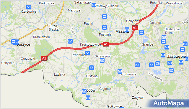 mapa Skrzyszów gmina Godów, Skrzyszów gmina Godów na mapie Targeo