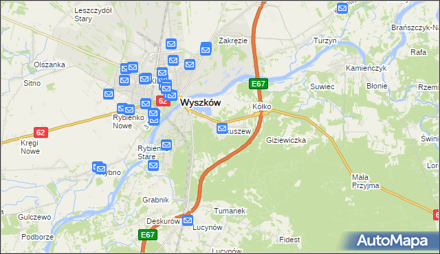 mapa Skuszew, Skuszew na mapie Targeo