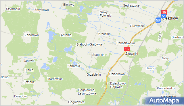 mapa Słabocin, Słabocin na mapie Targeo