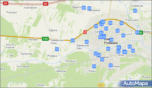 mapa Sławacinek Stary, Sławacinek Stary na mapie Targeo