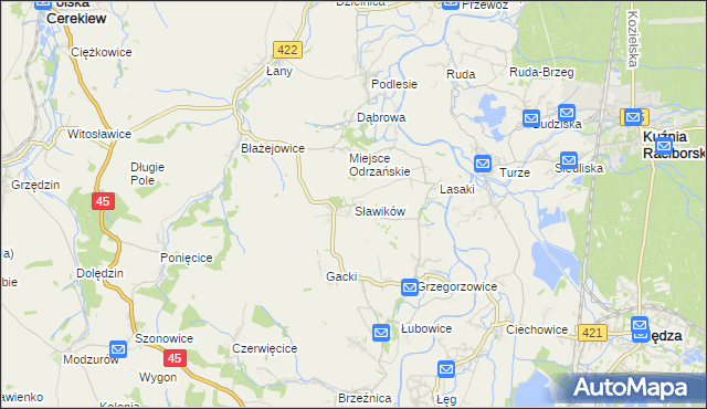 mapa Sławików, Sławików na mapie Targeo