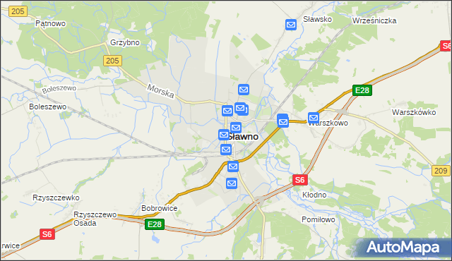 mapa Sławno, Sławno na mapie Targeo