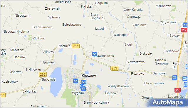 mapa Sławoszewek, Sławoszewek na mapie Targeo