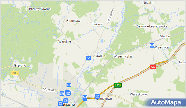 mapa Sławsko, Sławsko na mapie Targeo