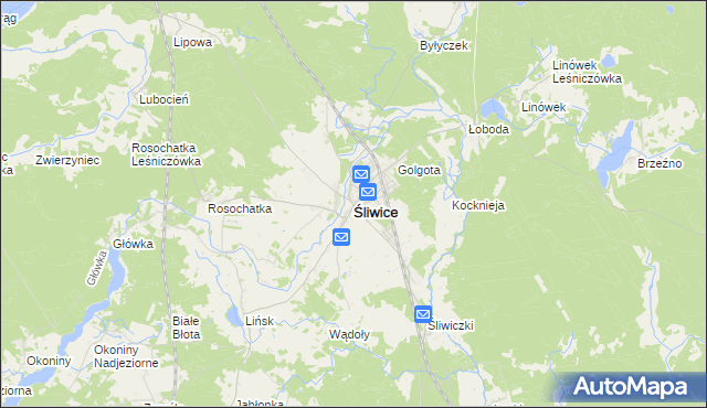 mapa Śliwice powiat tucholski, Śliwice powiat tucholski na mapie Targeo