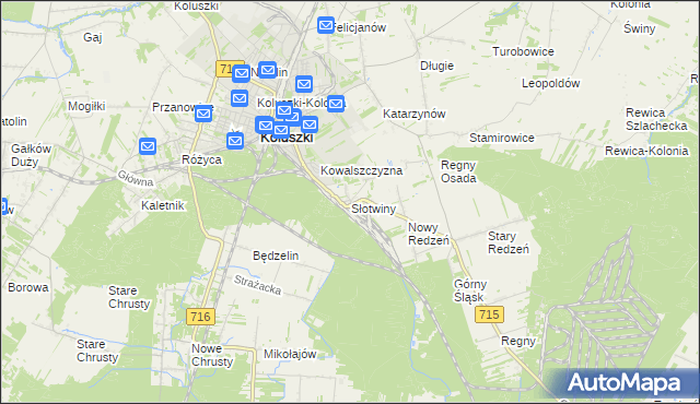 mapa Słotwiny gmina Koluszki, Słotwiny gmina Koluszki na mapie Targeo