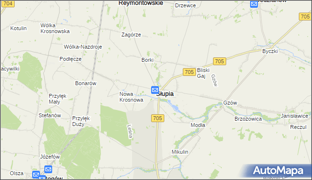 mapa Słupia powiat skierniewicki, Słupia powiat skierniewicki na mapie Targeo