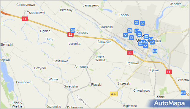 mapa Słupia Wielka, Słupia Wielka na mapie Targeo