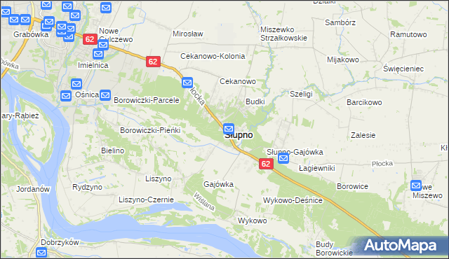 mapa Słupno powiat płocki, Słupno powiat płocki na mapie Targeo