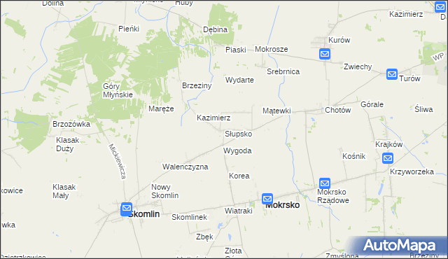 mapa Słupsko gmina Mokrsko, Słupsko gmina Mokrsko na mapie Targeo