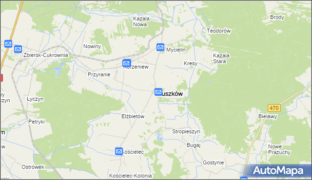 mapa Słuszków, Słuszków na mapie Targeo