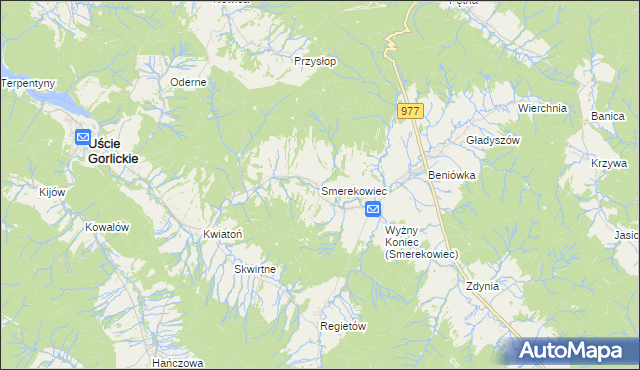 mapa Smerekowiec, Smerekowiec na mapie Targeo