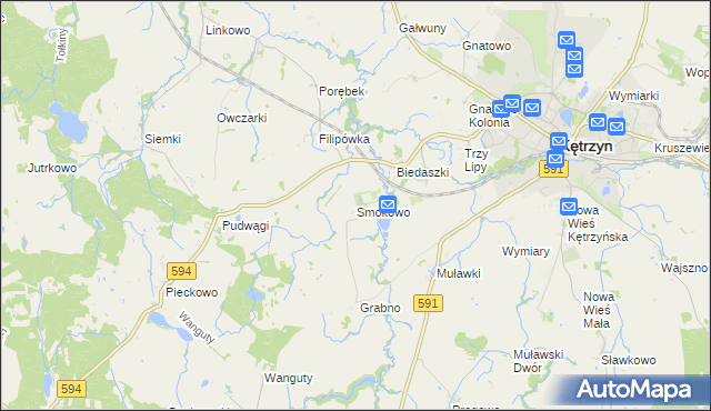 mapa Smokowo gmina Kętrzyn, Smokowo gmina Kętrzyn na mapie Targeo