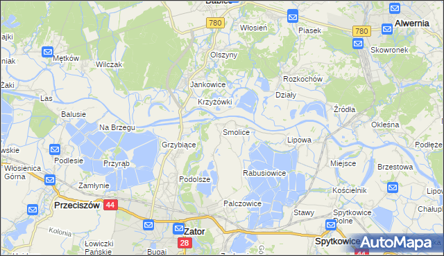 mapa Smolice gmina Zator, Smolice gmina Zator na mapie Targeo