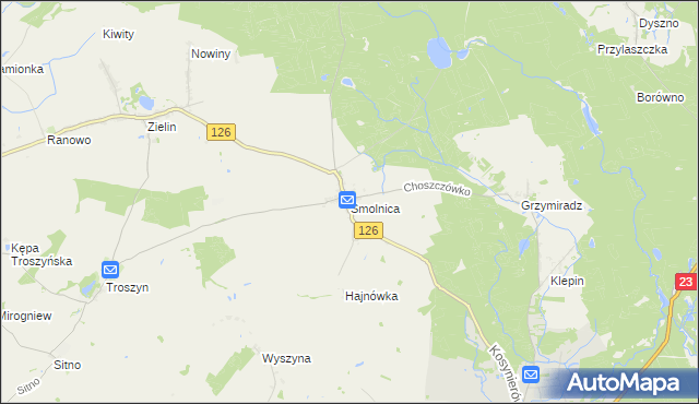 mapa Smolnica gmina Dębno, Smolnica gmina Dębno na mapie Targeo