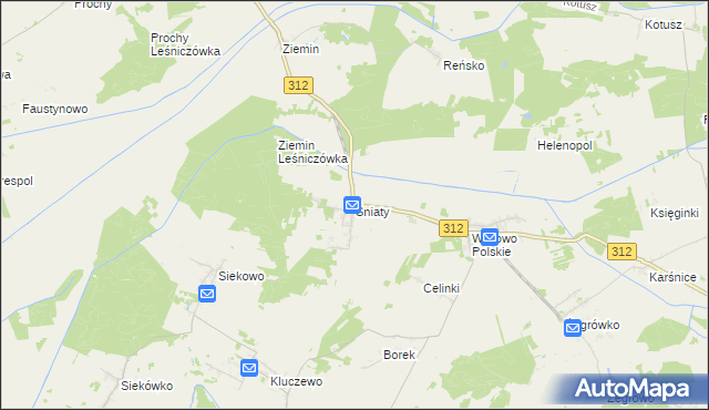 mapa Śniaty gmina Wielichowo, Śniaty gmina Wielichowo na mapie Targeo