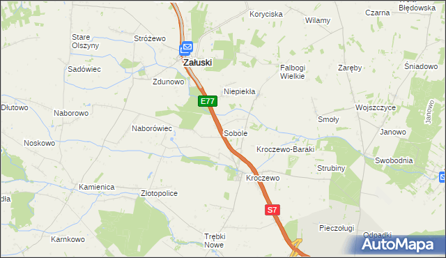 mapa Sobole gmina Załuski, Sobole gmina Załuski na mapie Targeo