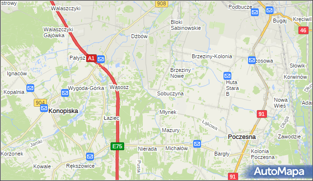 mapa Sobuczyna, Sobuczyna na mapie Targeo