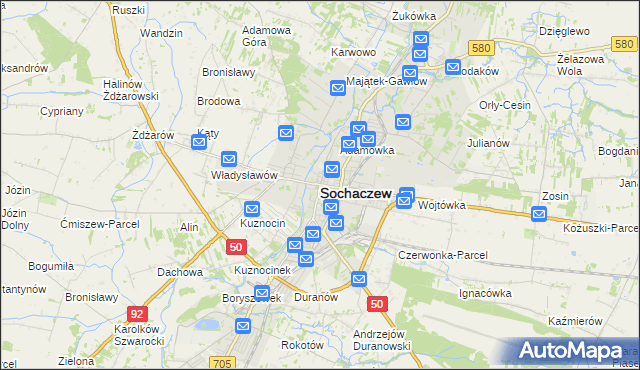 mapa Sochaczew, Sochaczew na mapie Targeo