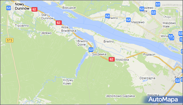 mapa Soczewka gmina Nowy Duninów, Soczewka gmina Nowy Duninów na mapie Targeo