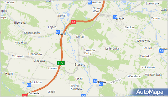 mapa Sokołów Dolny, Sokołów Dolny na mapie Targeo