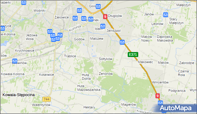 mapa Sołtyków gmina Skaryszew, Sołtyków gmina Skaryszew na mapie Targeo