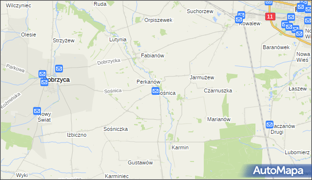 mapa Sośnica gmina Dobrzyca, Sośnica gmina Dobrzyca na mapie Targeo