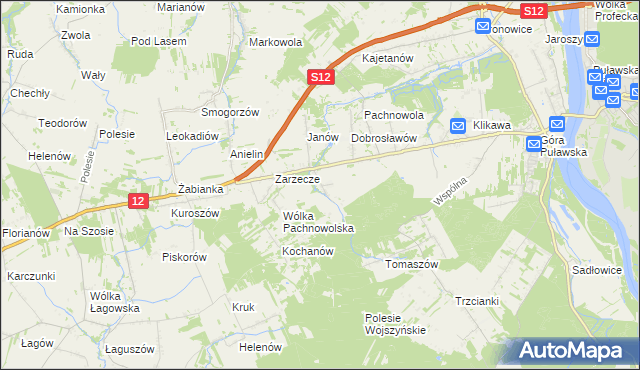 mapa Sosnów gmina Puławy, Sosnów gmina Puławy na mapie Targeo