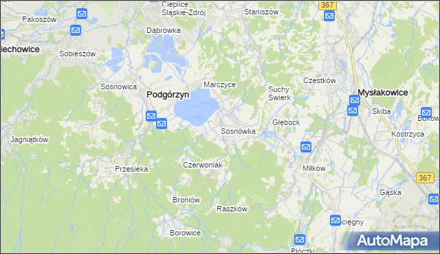 mapa Sosnówka gmina Podgórzyn, Sosnówka gmina Podgórzyn na mapie Targeo