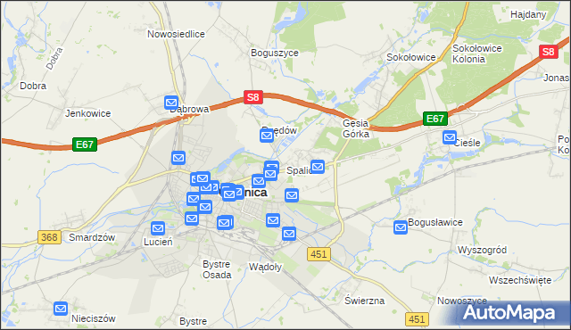 mapa Spalice, Spalice na mapie Targeo