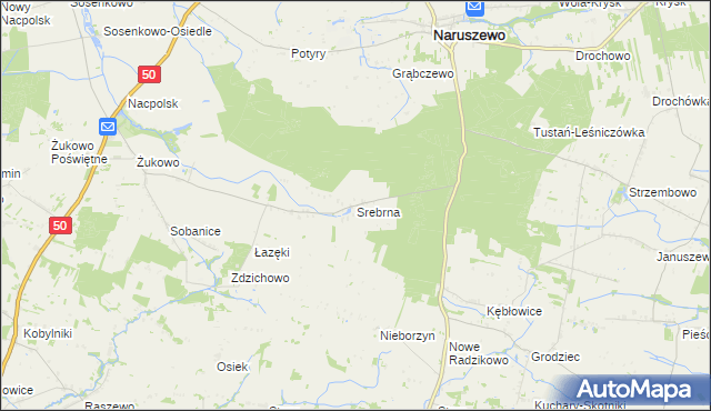 mapa Srebrna gmina Naruszewo, Srebrna gmina Naruszewo na mapie Targeo