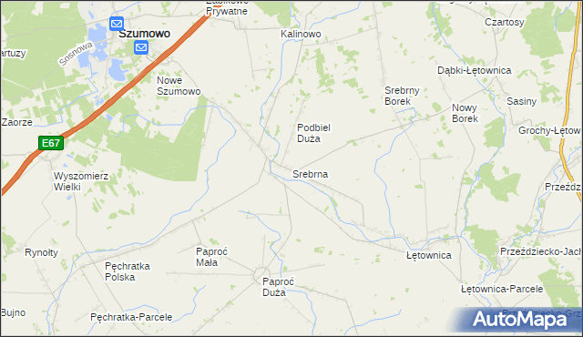 mapa Srebrna gmina Szumowo, Srebrna gmina Szumowo na mapie Targeo