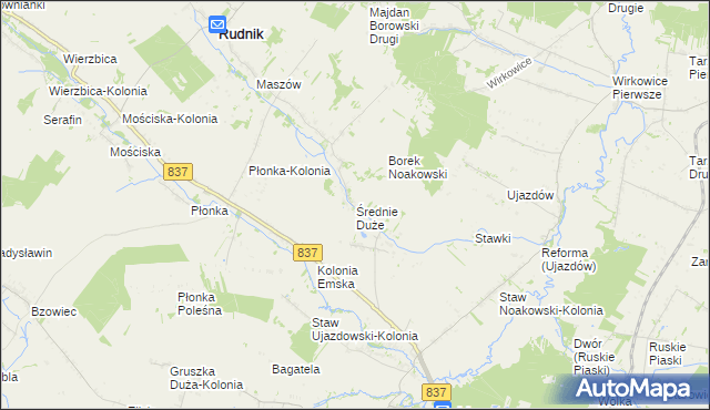 mapa Średnie Duże gmina Nielisz, Średnie Duże gmina Nielisz na mapie Targeo