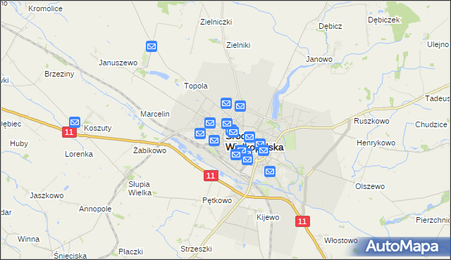 mapa Środa Wielkopolska, Środa Wielkopolska na mapie Targeo