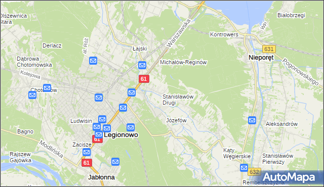 mapa Stanisławów Drugi gmina Nieporęt, Stanisławów Drugi gmina Nieporęt na mapie Targeo