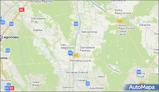 mapa Stanisławów Pierwszy gmina Nieporęt, Stanisławów Pierwszy gmina Nieporęt na mapie Targeo